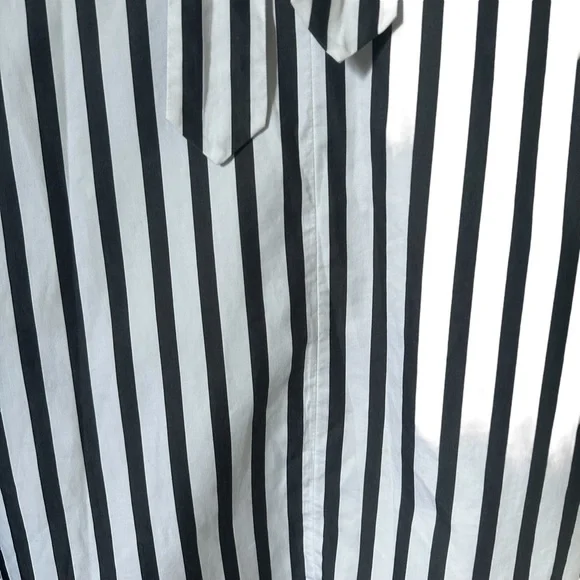 Equipment Striped High Ruffle Collar Long Sleeve Top Navy White Size Small - Picture 10 of 11